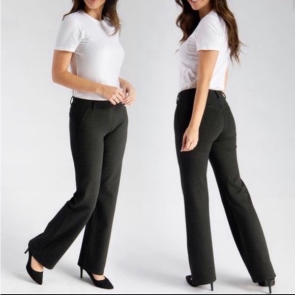 Betabrand Yoga Dress Pants Straight Leg Charcoal Gray petite - Picture 8 of 8